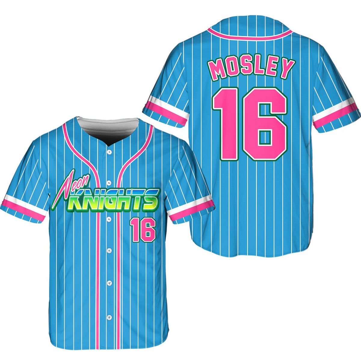 Custom name and number hawaiian shirt in blue Oktoberfest design, front view