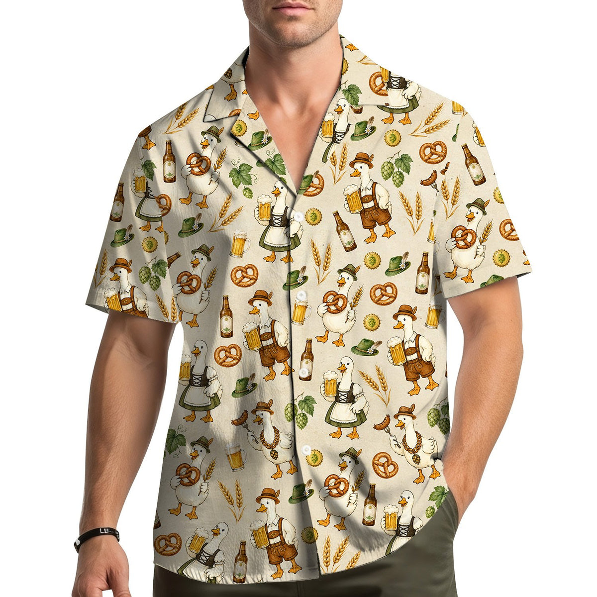 Lifestyle view of the Oktoberfest matching family hawaiian shirt