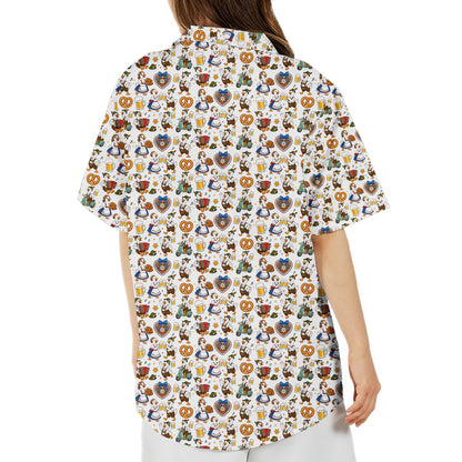 Detailed back view of the holiday hawaiian shirt