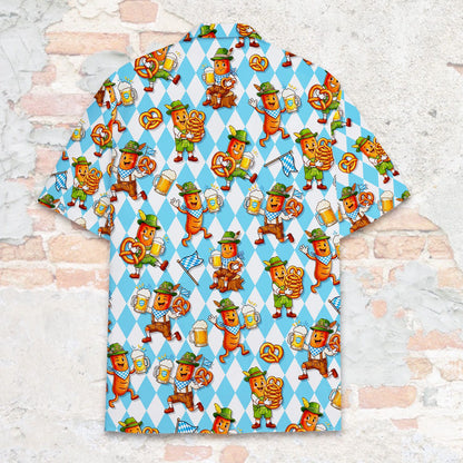Close up back detail of the oktoberfest hawaiian shirt