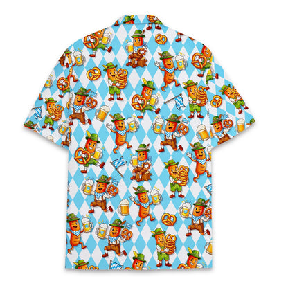 Back view of the blue oktoberfest hawaiian shirt