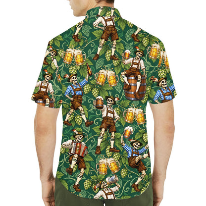 Back view of the matching family Oktoberfest Hawaiian shirt