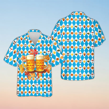 Front view of alternate Oktoberfest design with central beer mug and ribbon