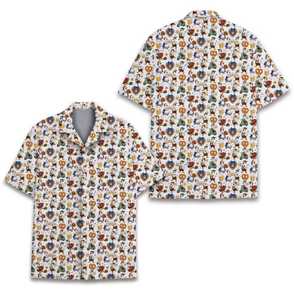 Front view of the white oktoberfest hawaiian shirt for family matching
