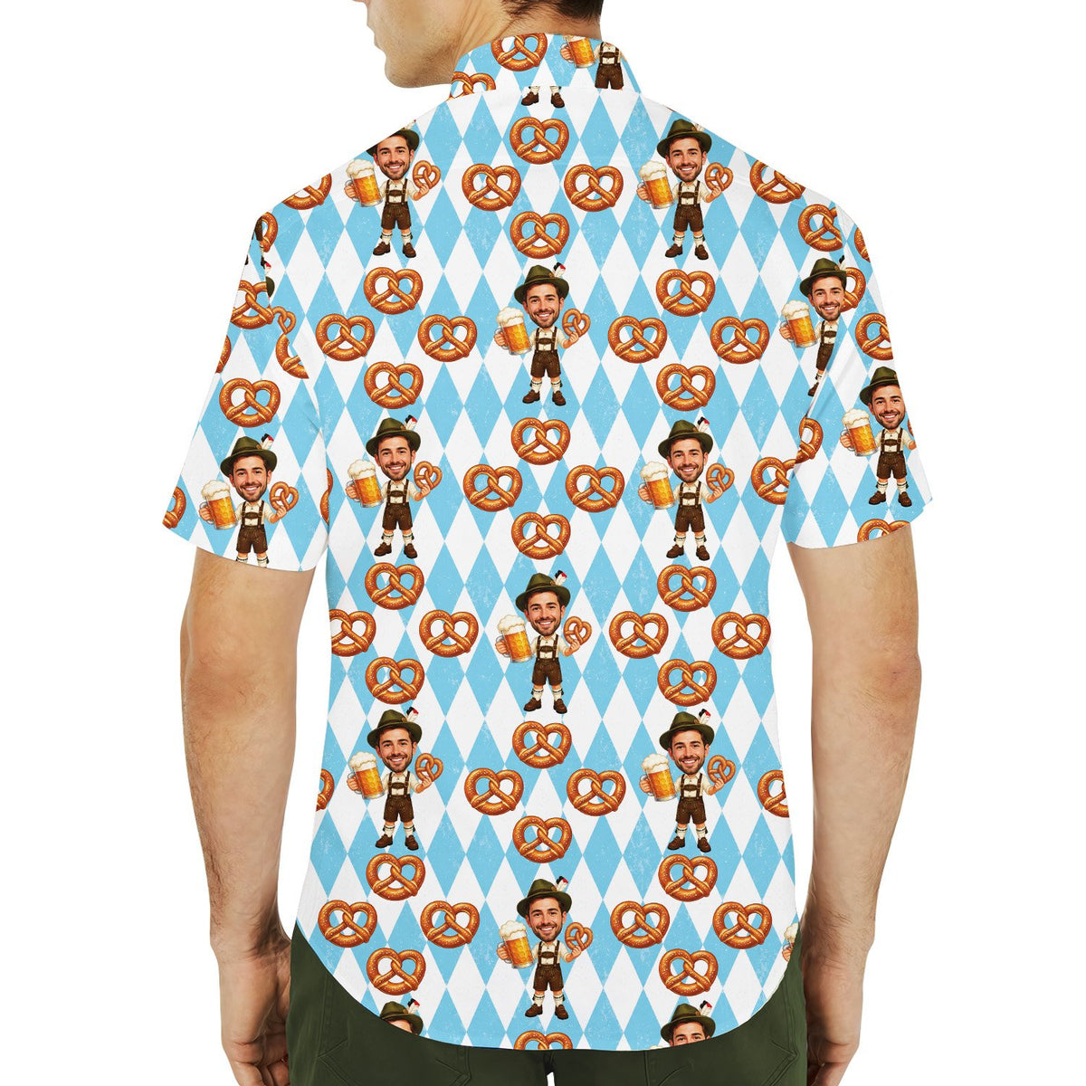 Second lifestyle view of the oktoberfest hawaiian shirt with name