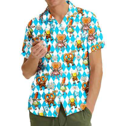 Third lifestyle view of the Oktoberfest themed family hawaiian shirt