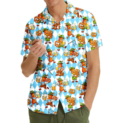 Third lifestyle view showing the blue oktoberfest hawaiian shirt