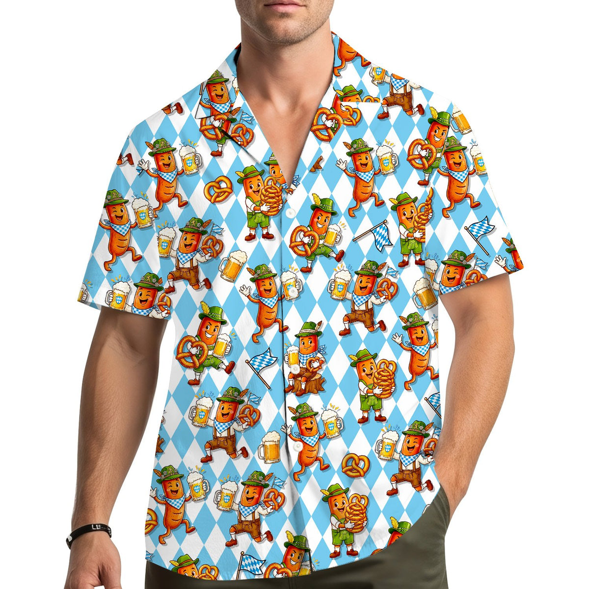 Lifestyle view of matching family hawaiian shirts