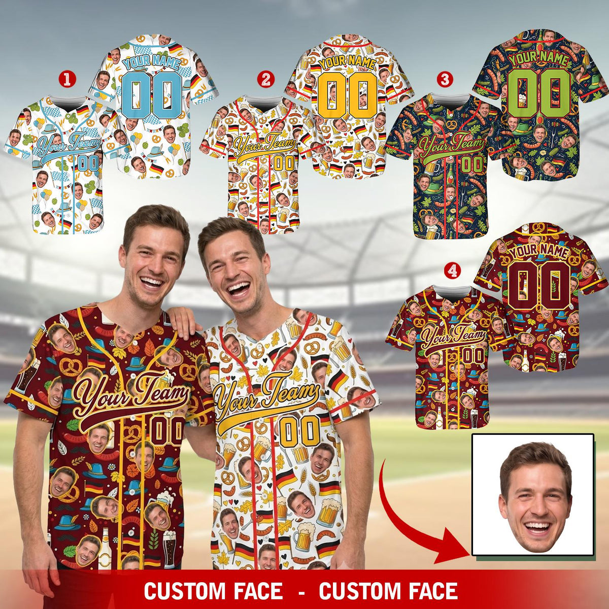 Another detailed view of the custom name and number hawaiian shirt