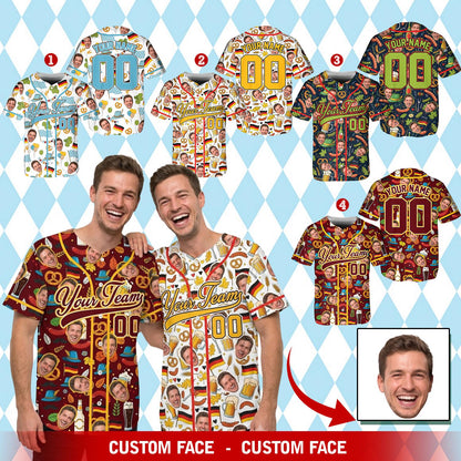 Close-up view of the multicolor Oktoberfest hawaiian shirt fabric