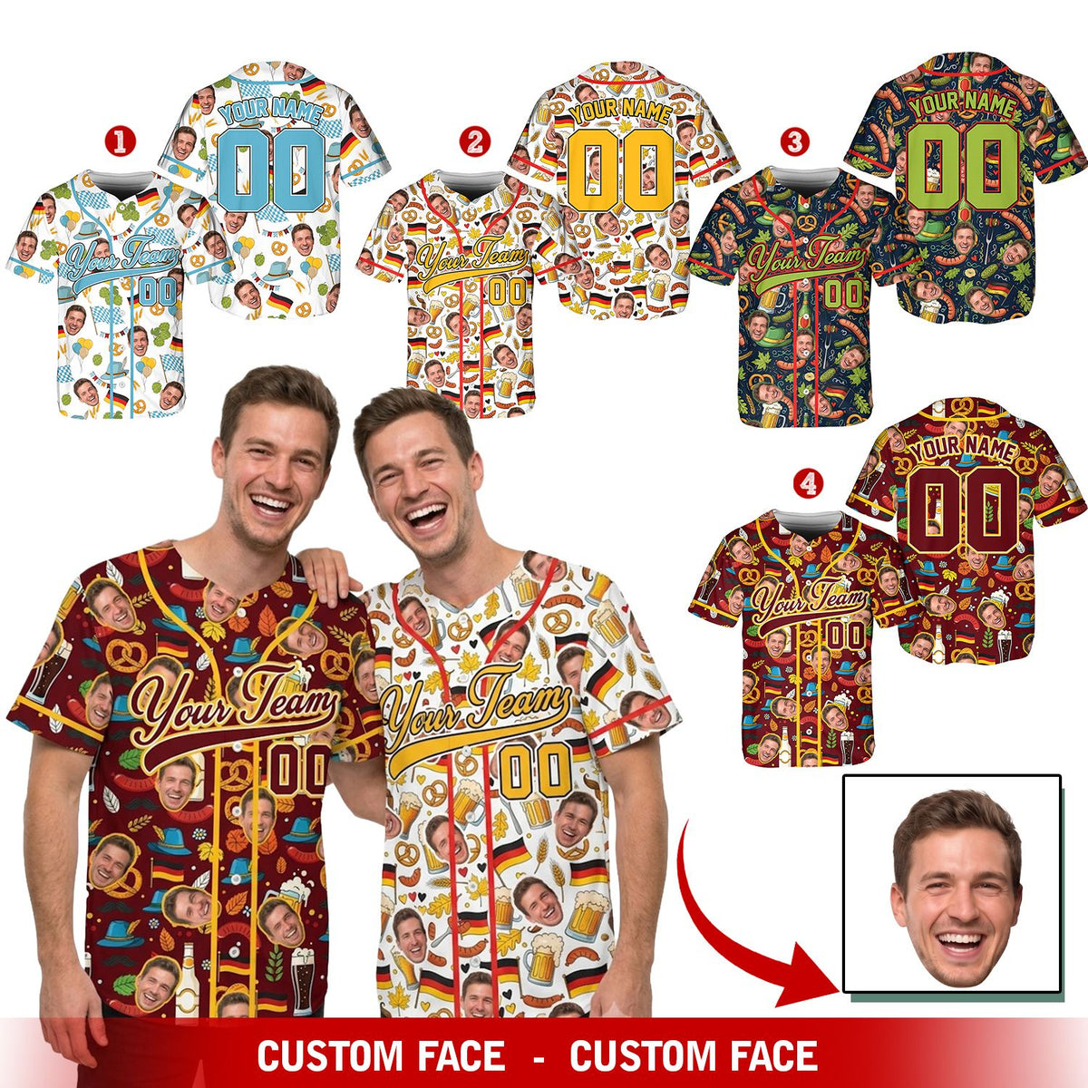 Detailed view of multicolor Oktoberfest hawaiian shirt