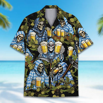 Another detailed view of the festive Hawaiian shirt design
