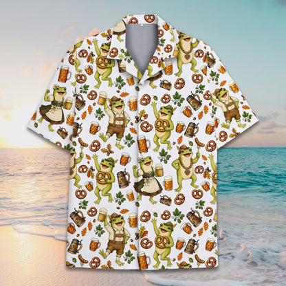 Front view of the Oktoberfest hawaiian shirt, alternate angle 4