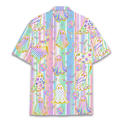 Multicolor pastel hawaiian shirt front side angle