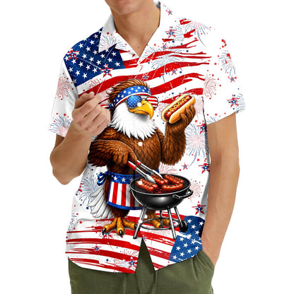 Third lifestyle view showing the holiday hawaiian shirt outdoors