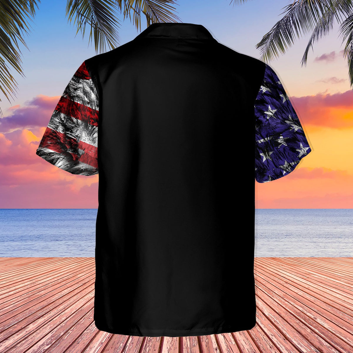 Second lifestyle view of the eagle flag hawaiian shirt