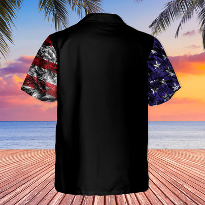 Second lifestyle view of the eagle flag hawaiian shirt