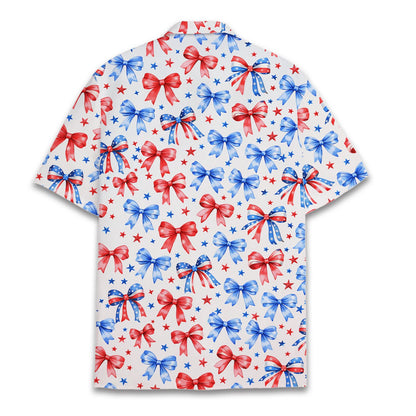Back view of the patriotic bows hawaiian shirt