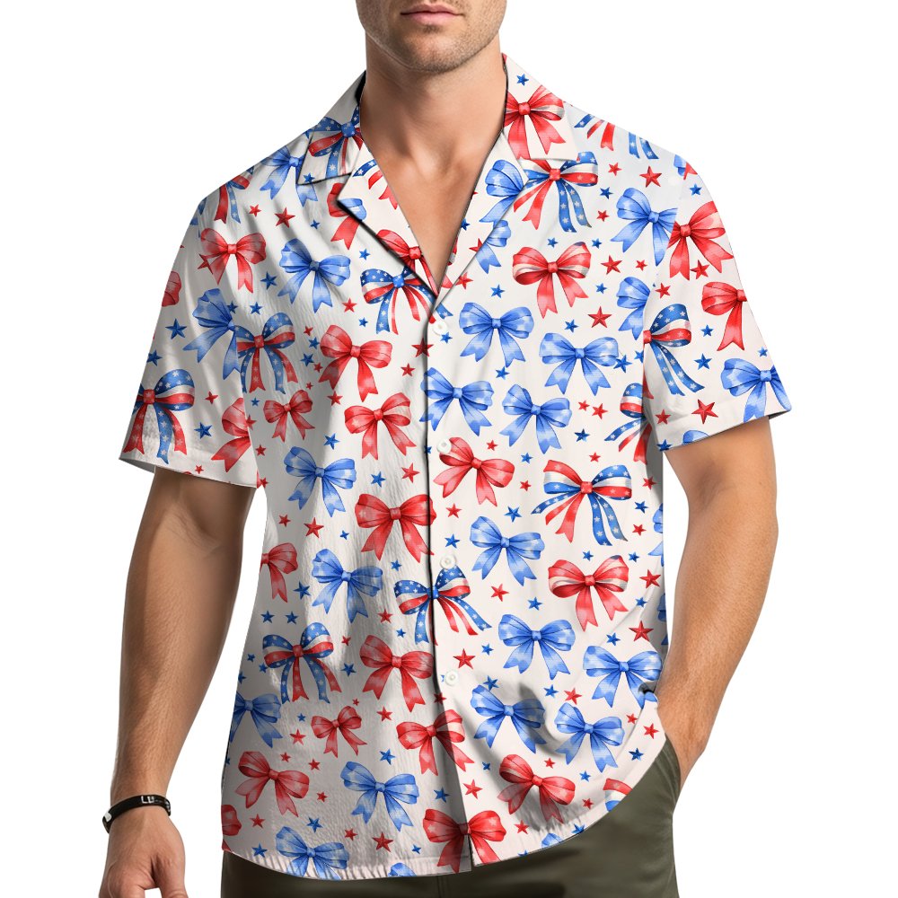 Lifestyle view of people wearing the matching family hawaiian shirts