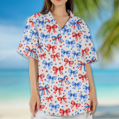 Another lifestyle view of the fourth of july hawaiian shirt