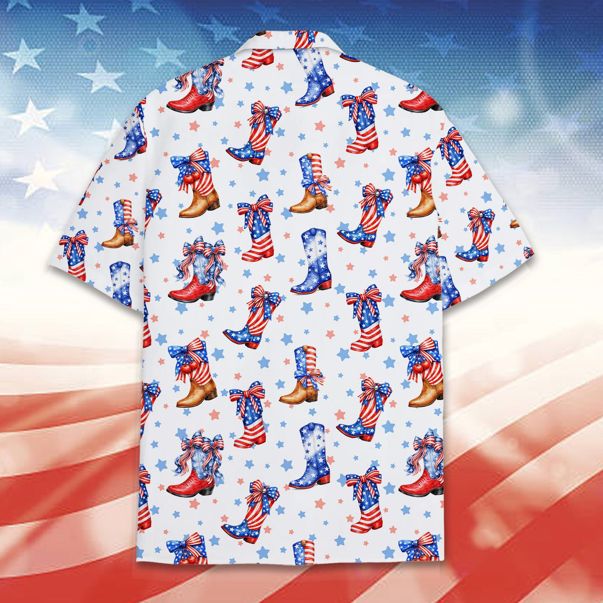 Back detail of the matching family hawaiian shirts