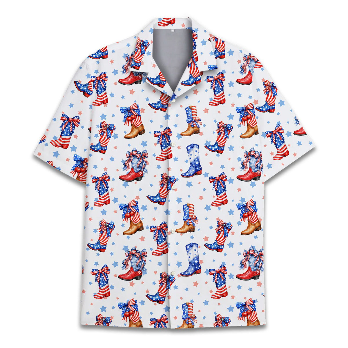 Patriotic cowboy boots hawaiian shirt matching family main view