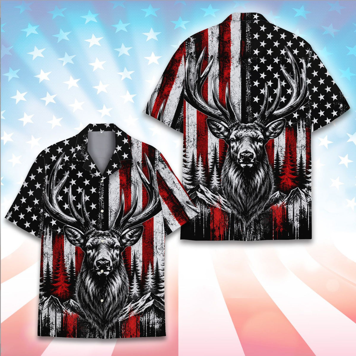 Third front view of the family matching hawaiian shirt