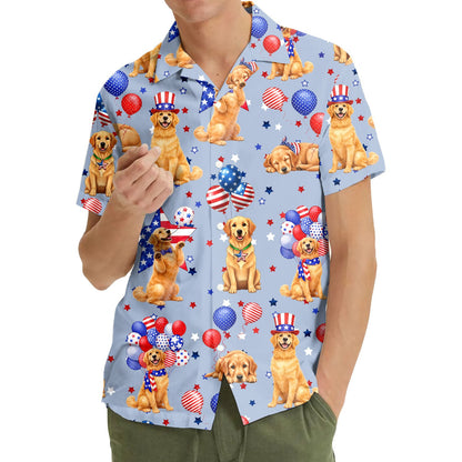Third lifestyle view of the festive fourth of july hawaiian shirt
