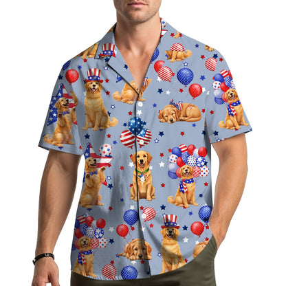 Lifestyle view of a person wearing the matching family hawaiian shirt