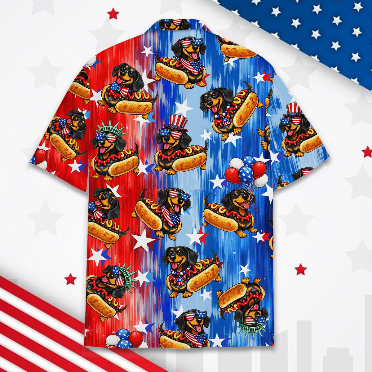 Alternate back view of the holiday matching family hawaiian shirt