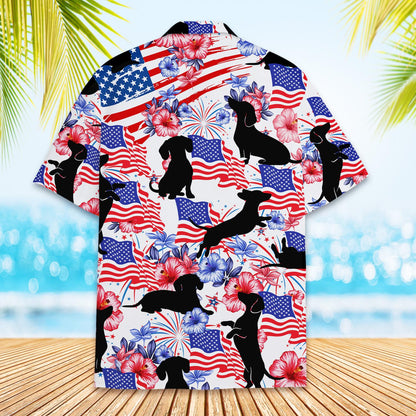 Another back view of the holiday hawaiian shirt