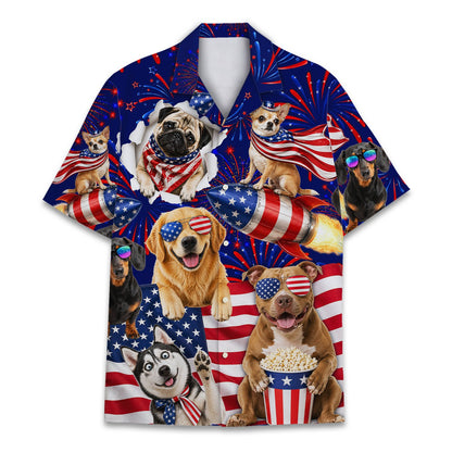 Another front view of the patriotic matching family hawaiian shirt