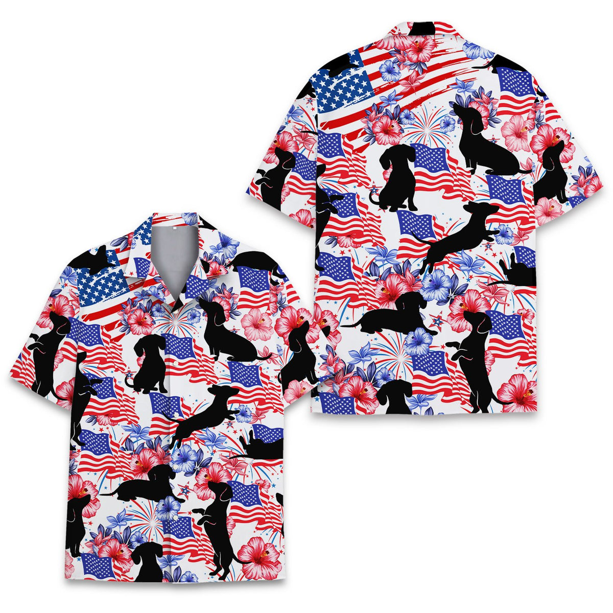 Another front view of the matching family hawaiian shirt