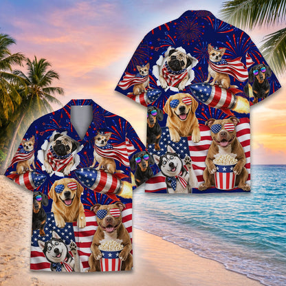 Front styling of the matching family hawaiian shirts