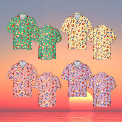 Patriotic doodle hawaiian shirt in multicolor, front view 3