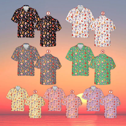 Patriotic doodle hawaiian shirt in multicolor, front view 4