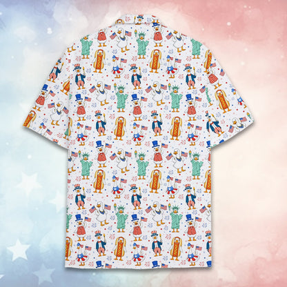 Matching family Hawaiian shirt with patriotic print, alternate back view