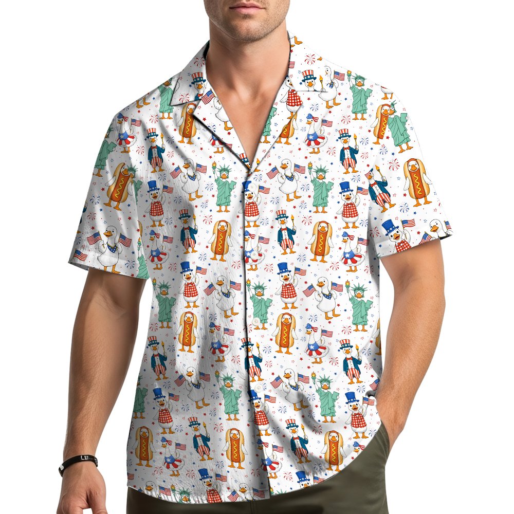 Second lifestyle view of matching family Hawaiian shirt worn outdoors