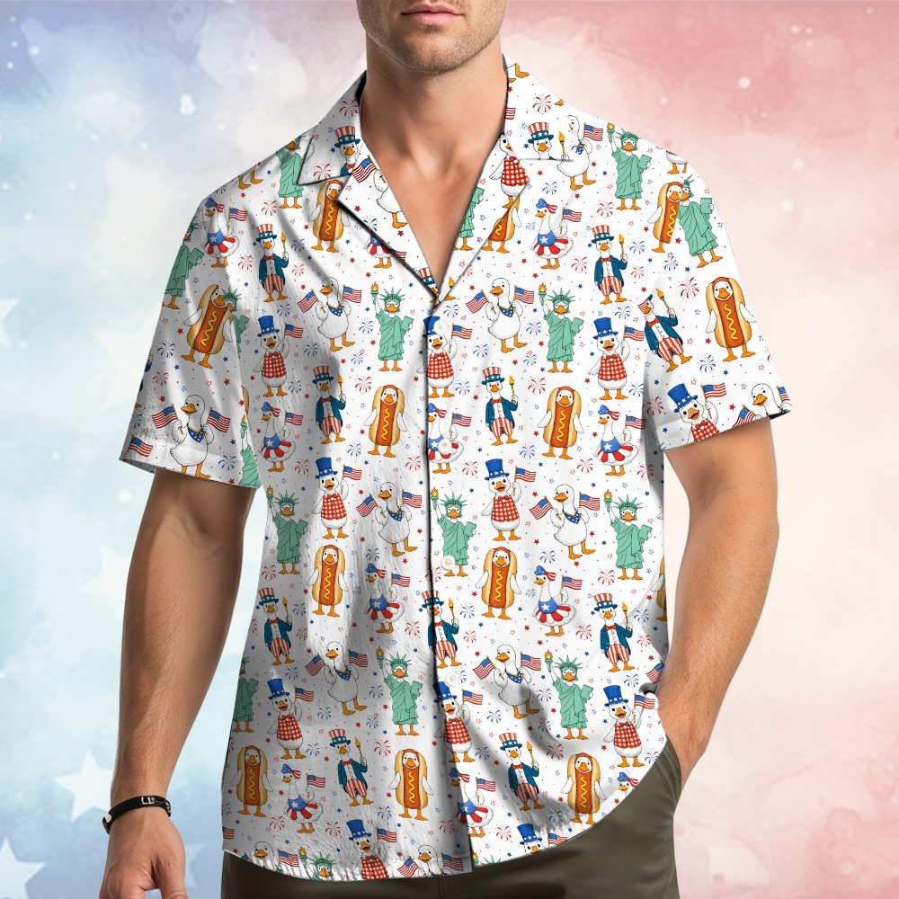 Lifestyle view of matching family Hawaiian shirt worn outdoors