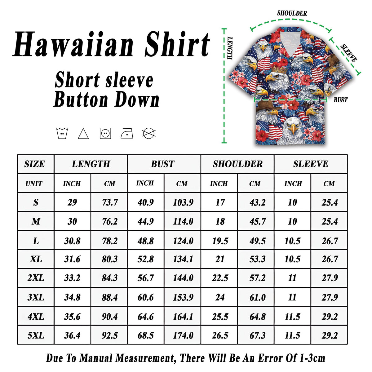 Detail view of the eagle hawaiian shirt pattern