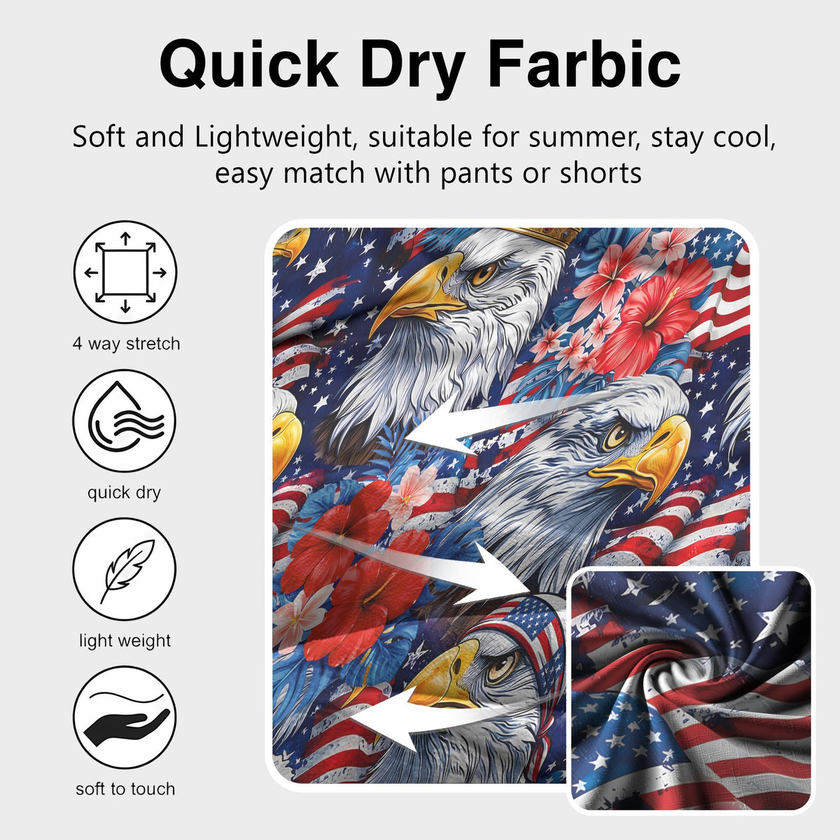 Lifestyle or styled view of the fourth of july hawaiian shirt