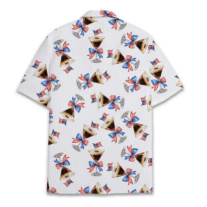 Detailed back view of the espresso hawaiian shirt