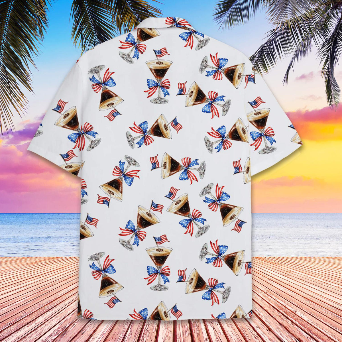 Back view of the patriotic hawaiian shirt
