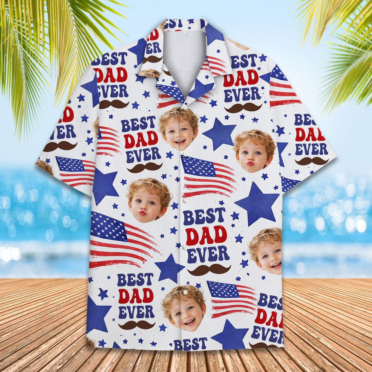 Third lifestyle view of the custom hawaiian shirt with photo