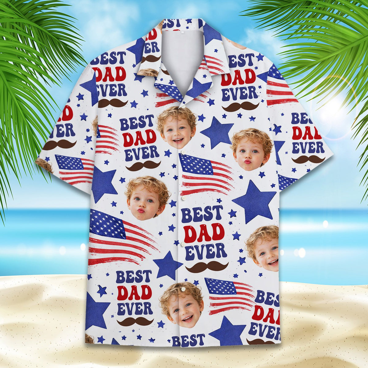 Fourth lifestyle view showing the vibrant red, white, and blue pattern