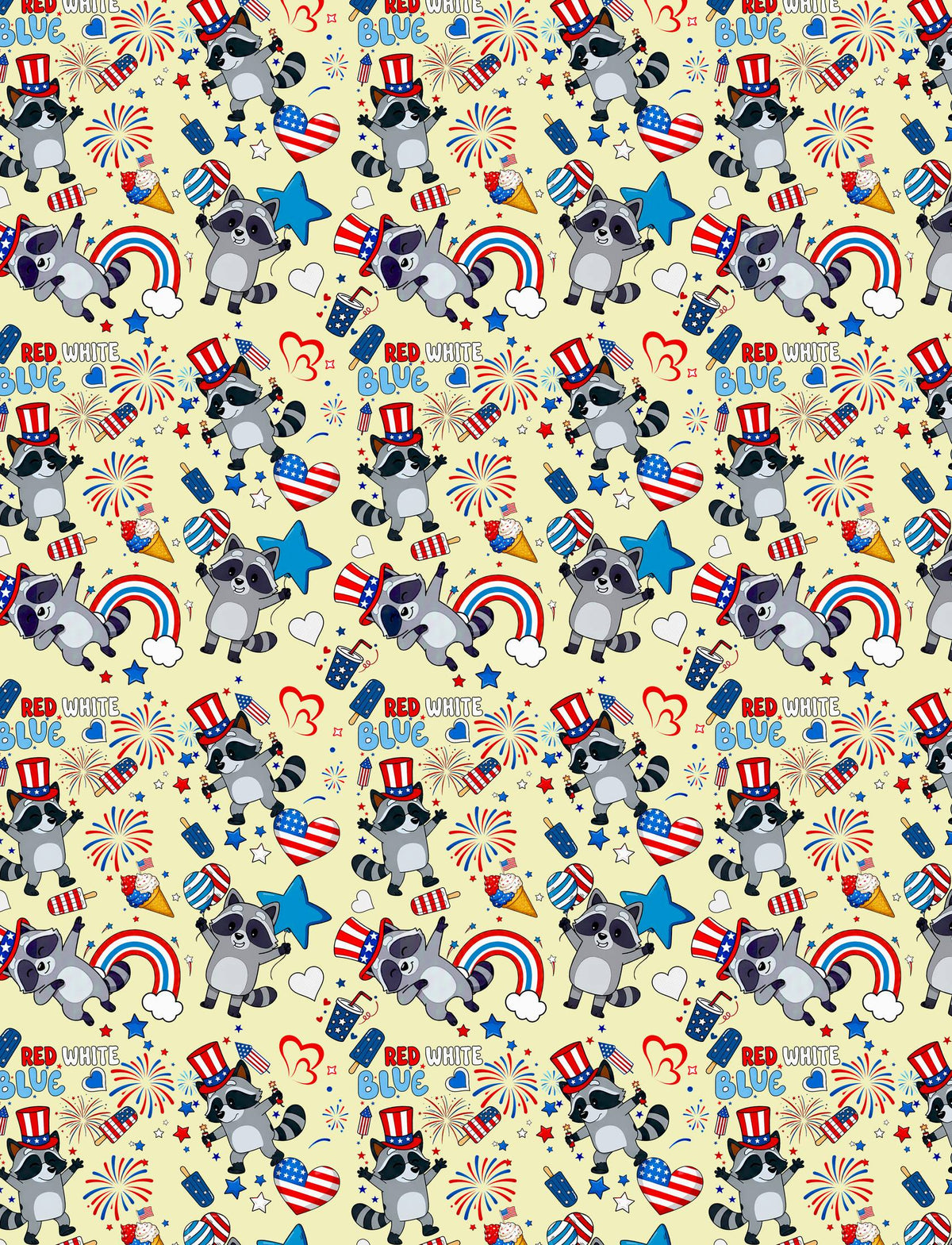 Another front view of the matching family hawaiian shirt with fourth of july pattern