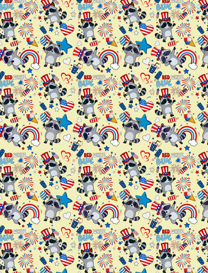Another front view of the matching family hawaiian shirt with fourth of july pattern