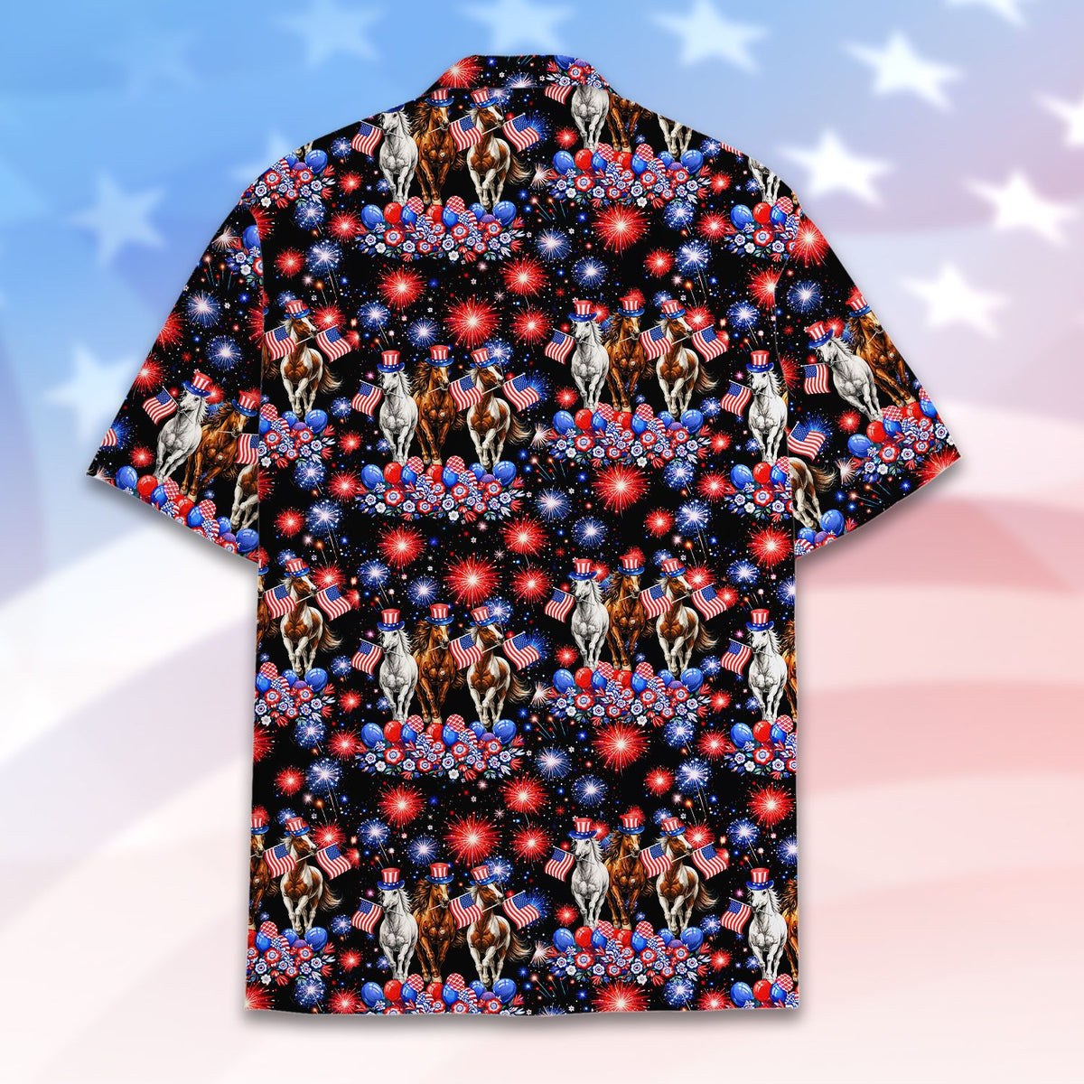 Alternate back view showing horses with Uncle Sam hats