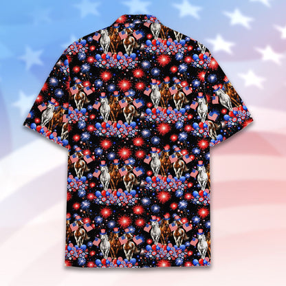 Alternate back view showing horses with Uncle Sam hats