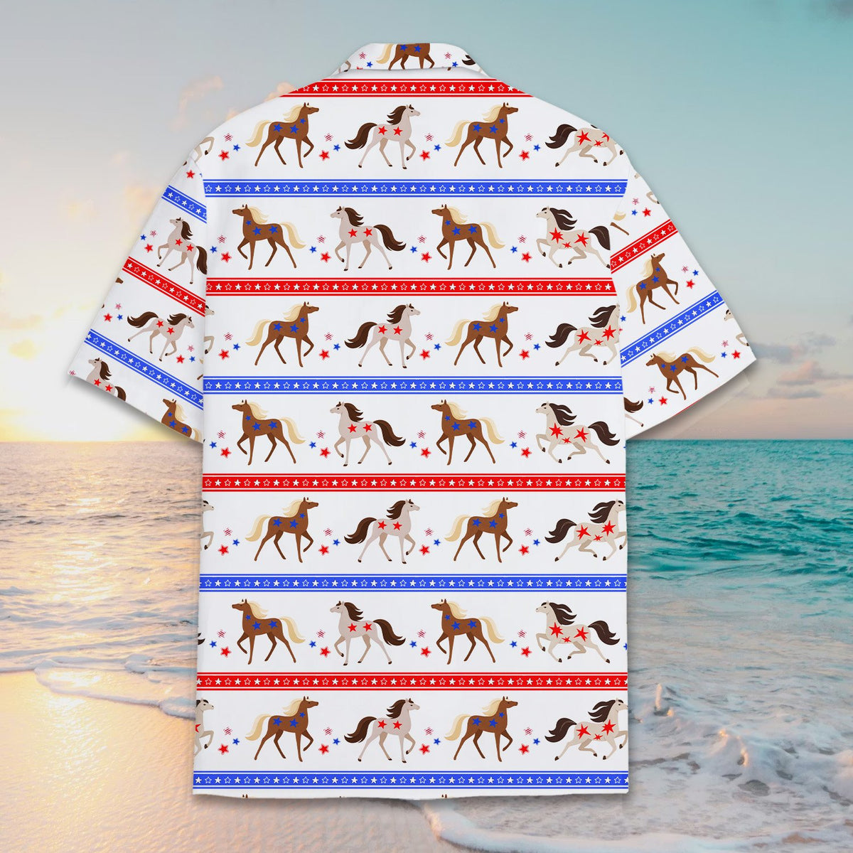 Back view of the fourth of july hawaiian shirt